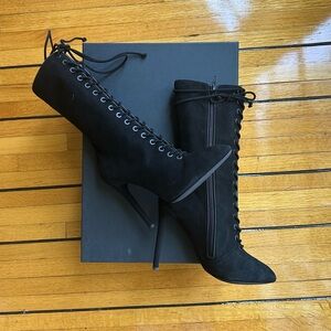 Yeezy Suede Lace Up Boot Heel